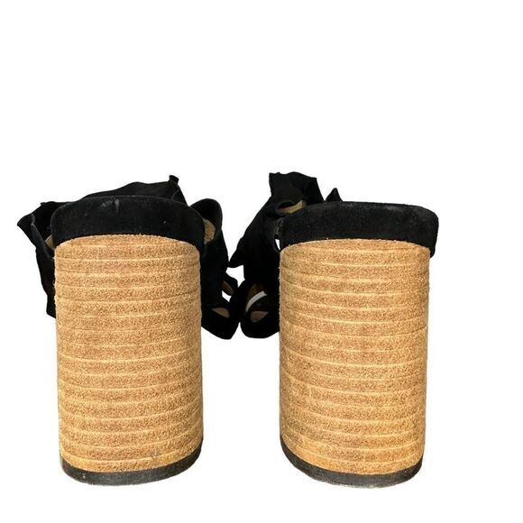 Free People Rosie Ruffle Black Suede Heels Size 39 (8.5) Block Heel - Picture 8 of 12